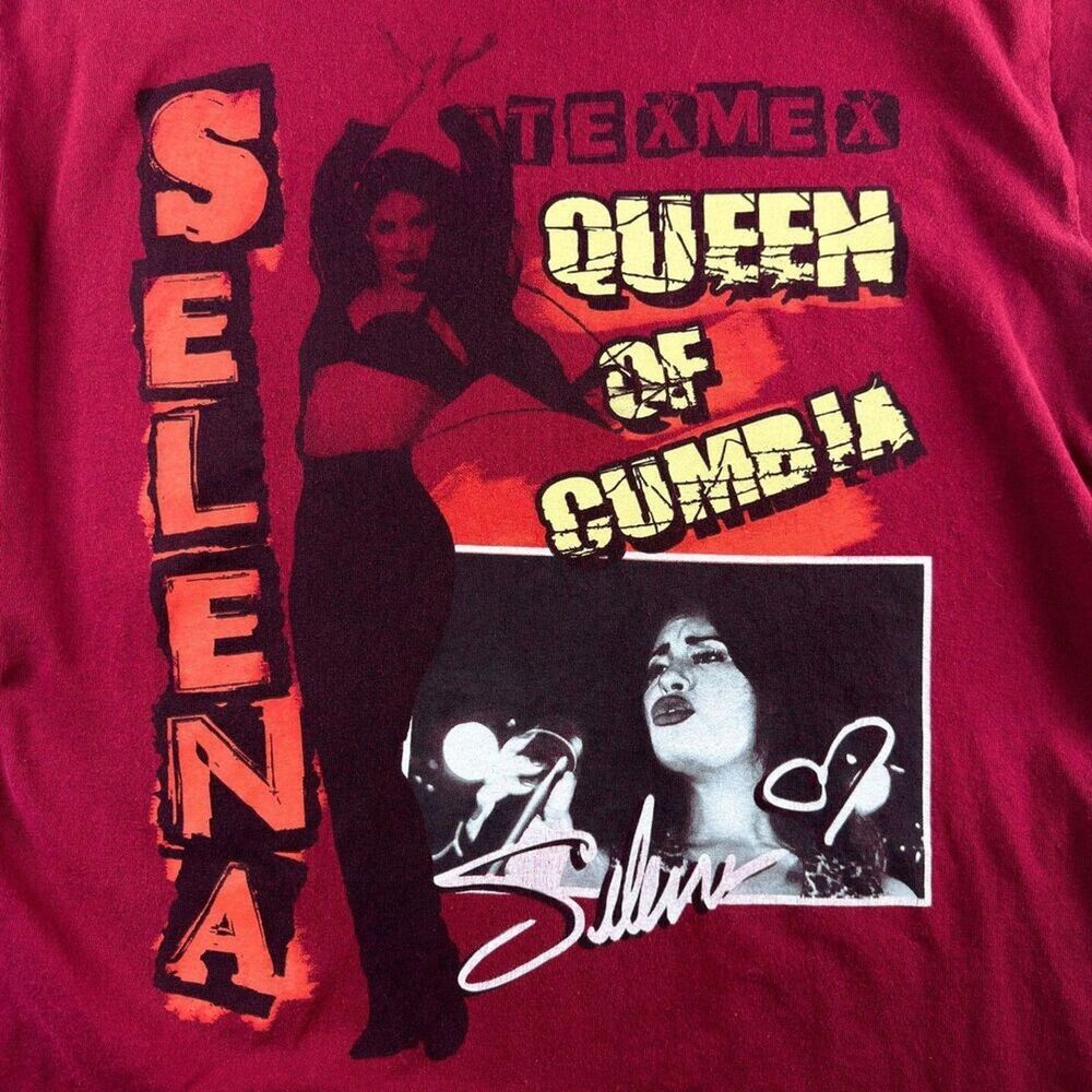 selena tex mex queen of cumbia graphic band t shirt red 100% cotton size medium - Picture 3 of 7